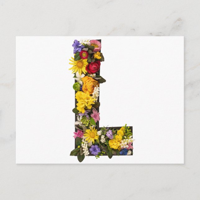 Postal letras de alfabeto flores  (Anverso)