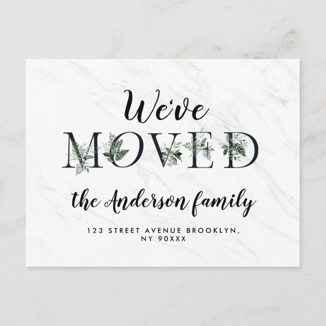 Postal Letras de moda mármol New Home Postcard (Anverso)