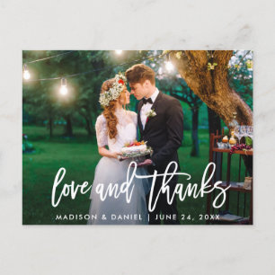 Postal Letras de pincel modernas Foto Amor Gracias Boda