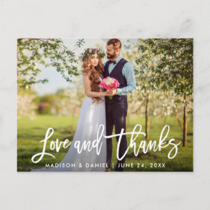 Postal Letras de pincel modernas para foto de boda de amo