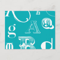 Letras decorativas sobre fondo azul
