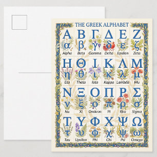 Postal Letras del alfabeto griego moderno - Grecia estéti