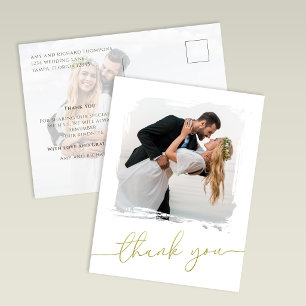Postal Letras Doradas Modernas de Foto con Pincel para Ag