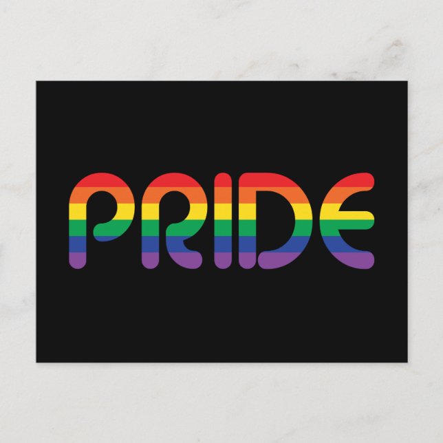 Postal Letras en globo del Orgullo Arcoiris (Anverso)