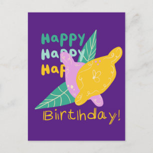 Postal Letras Feliz Cumpleaños Arte Limón Brillante