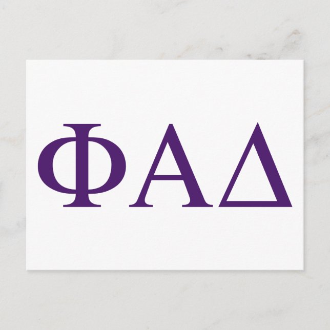 Postal Letras griegas de Phi Alpha Delta (Anverso)