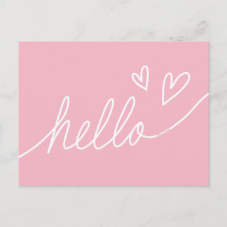 Postal Letras "Hola" blancas con forma de corazón