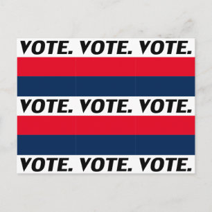 Postal Letras negras de "voto", azul rojo blanco