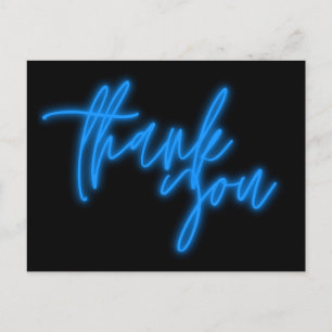 Postal Letrero de agradecimiento Blue Neon de moda