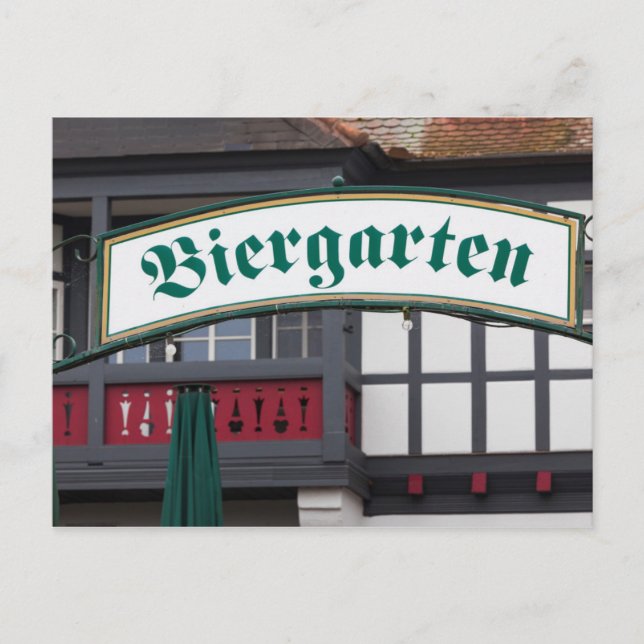 Postal Letrero de Biergarten, Alemania (Anverso)