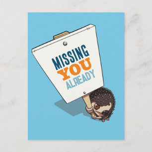 Postal Letrero de Erizo Pequeño que ya te Extraña Dibujo