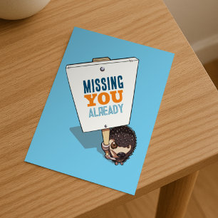 Postal Letrero de Erizo Pequeño que ya te Extraña Dibujo 
