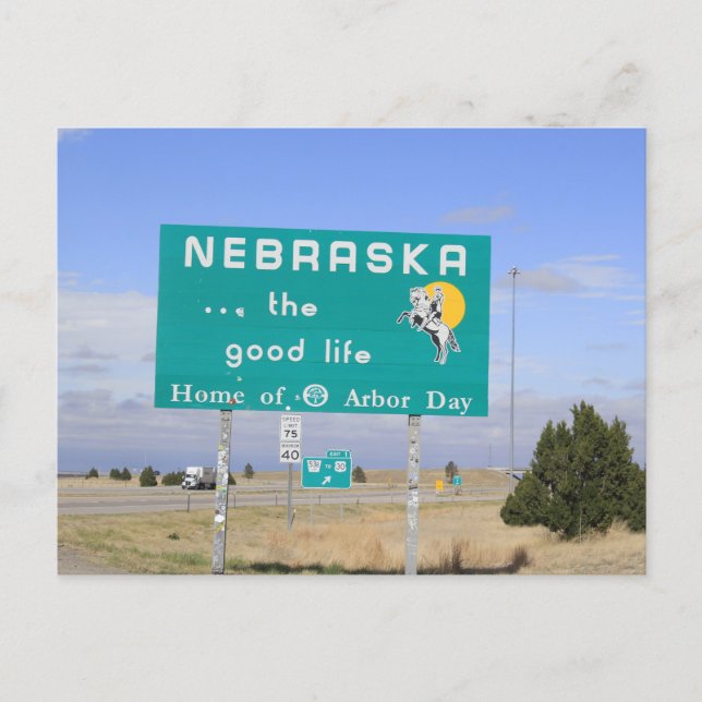 Postal Letrero de la línea estatal de Nebraska (Anverso)