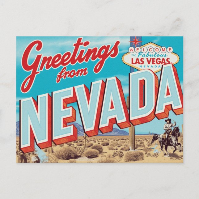 Postal Letrero de Nevada Las Vegas Vaquero (Anverso)