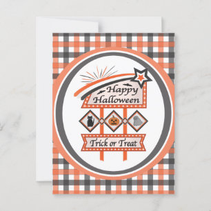 Postal Letrero Retro Vintage de Halloween – Truco o Trato