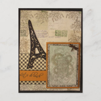 Postal Lets Do Lunch Eiffel Tower Postcard