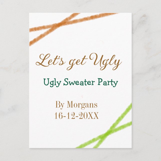 Postal Let's get ugly Christmas ugly sweater Partyorange  (Anverso)