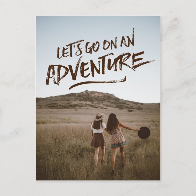 Postal Let's Go On An Adventure Typography Photo Template (Anverso)