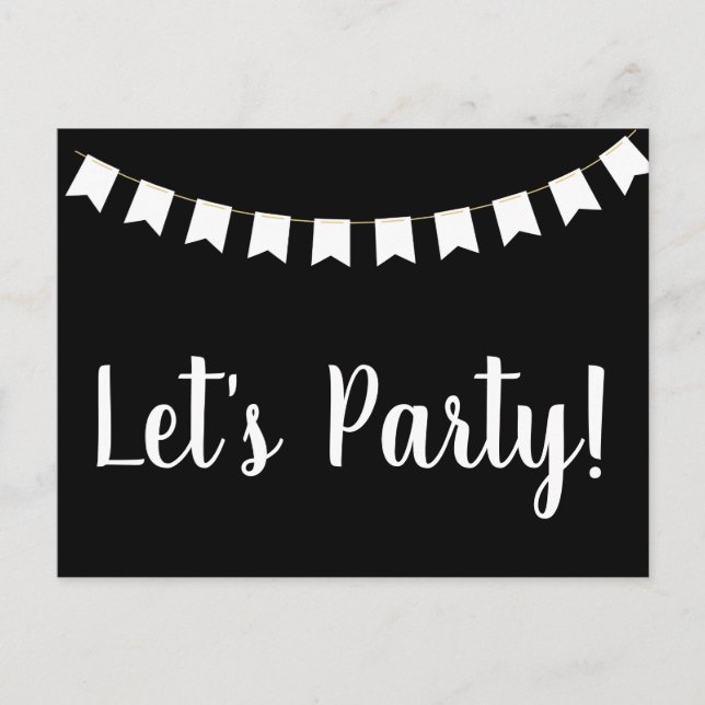 Postal Let's Party Promotional Black and White Invitation (Anverso)