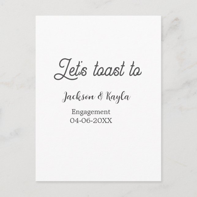Postal Let's toast to engagement party name date elegant  (Anverso)