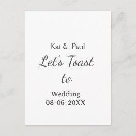 Postal Let's toast to wedding add name date simple couple