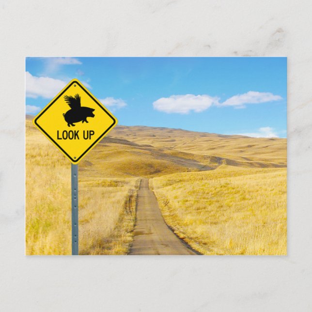 Postal Levantar Los Ojos Para Que Los Cerdos Puedan Volar (Anverso)