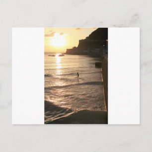 Postal Levantarse para abordar la puesta de sol de San Se