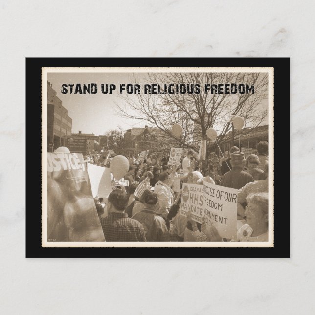 Postal Levantarse por la libertad religiosa (Anverso)