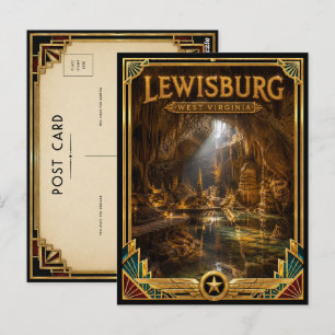 Postal Lewisburg Virginia Occidental Arte Deco Dorado