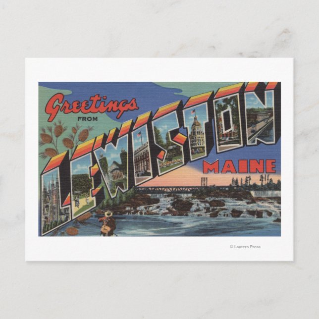 Postal Lewiston, Maine (Escena del río) (Anverso)