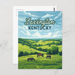 Postal Lexington Kentucky Horses Bluegrass Farms Vintage