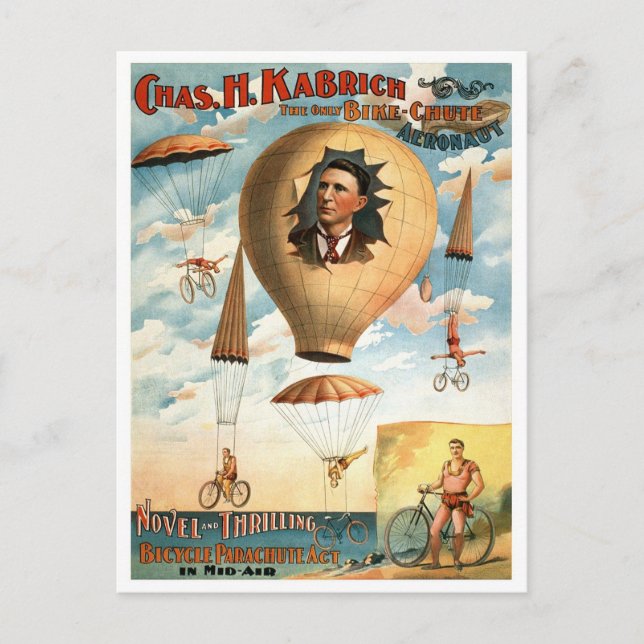Postal Ley de paracaídas en bicicleta, 1896 (Anverso)