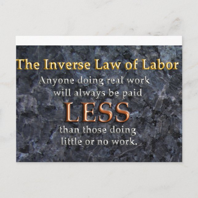 Postal Ley inversa del trabajo (Anverso)