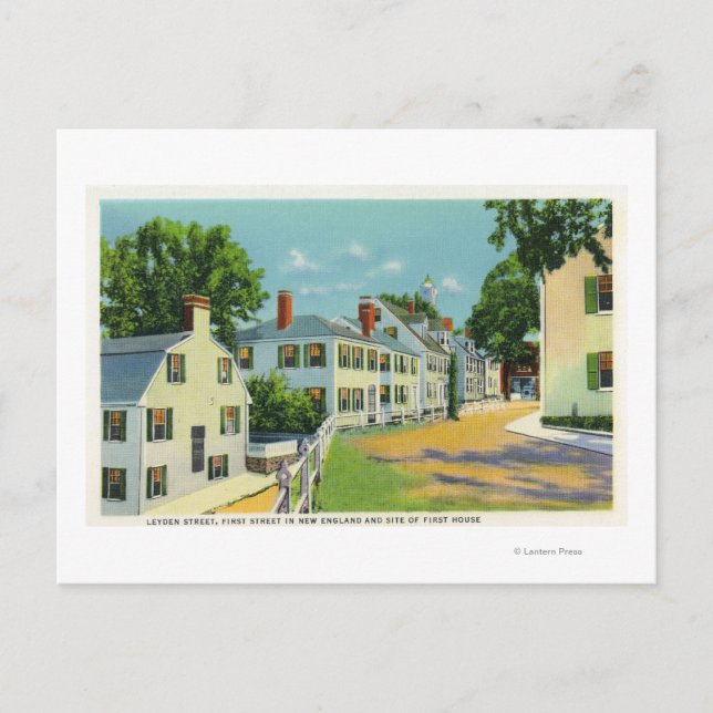 Postal Leyden Street View, First Street en Nueva Inglater (Anverso)