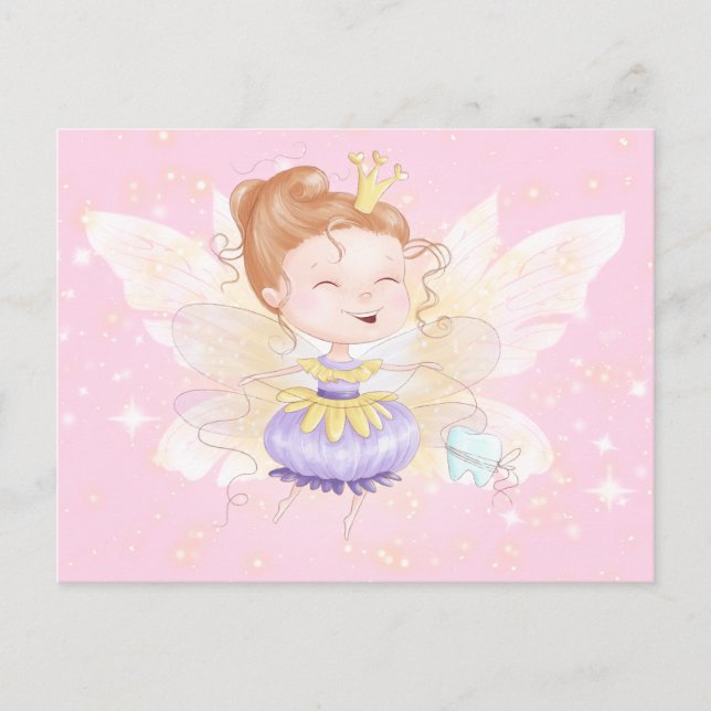 Postal Leyenda de hadas dental | princesa linda con rosa  (Anverso)