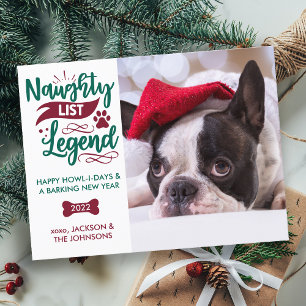 Postal Leyenda de la Lista Traviesa Foto de Mascota Perro