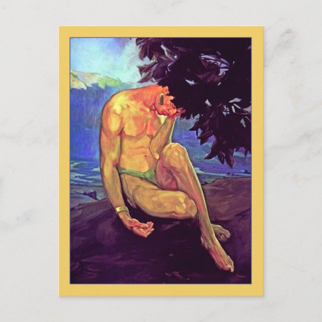 Postal Leyenda de los volcanes por Saturnino Herran (Anverso)