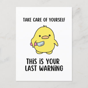 Postal Leyenda de pato amarillo gracioso dice