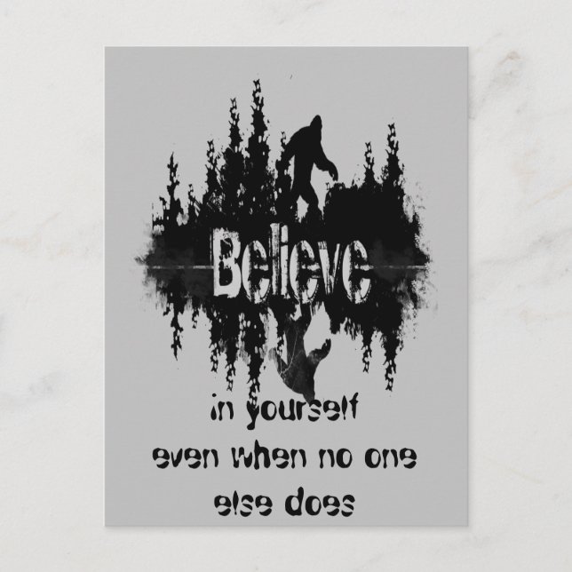 Postal Leyenda inspiradora Sasquatch, pie grande (Anverso)