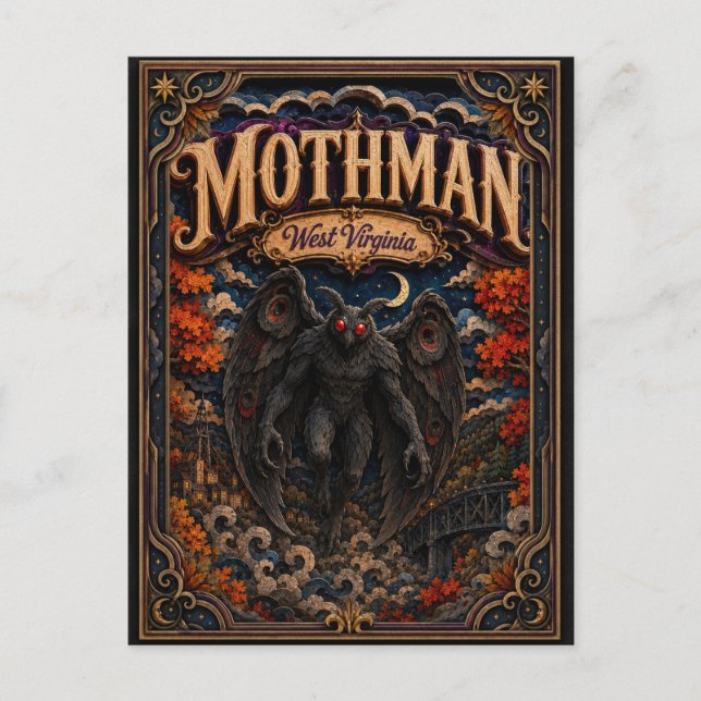 Postal Leyendas de Mothman West Virginia Popcut (Anverso)