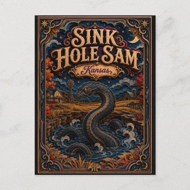 Postal Leyendas de Sam Kansas Popcut Sink Hole (Anverso)