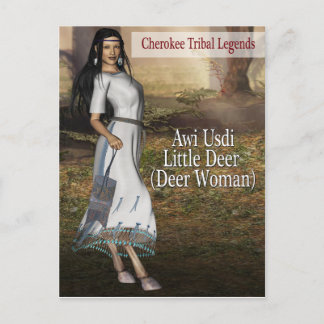 Postal Leyendas tribales de Cherokee: Pequeño ciervo (muj