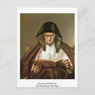 Postal Leyendo A Una Vieja Por Rembrandt Van Rijn