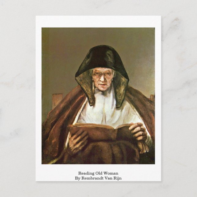 Postal Leyendo A Una Vieja Por Rembrandt Van Rijn (Anverso)