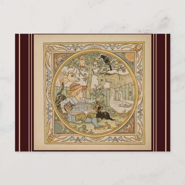 Postal Leyendo diversión (Anverso)