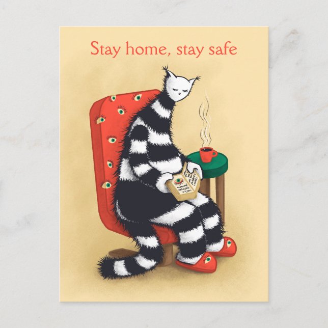 Postal Leyendo el amante del libro del gato (Anverso)