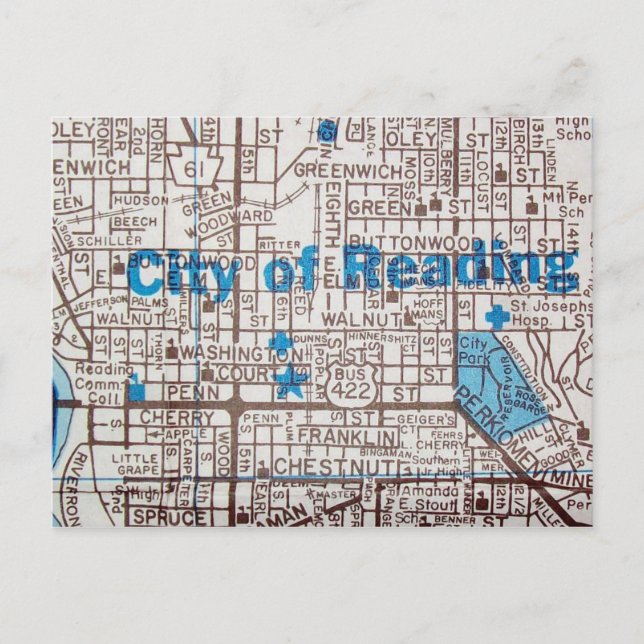 Postal Leyendo, mapa de cosechas de PA (Anverso)