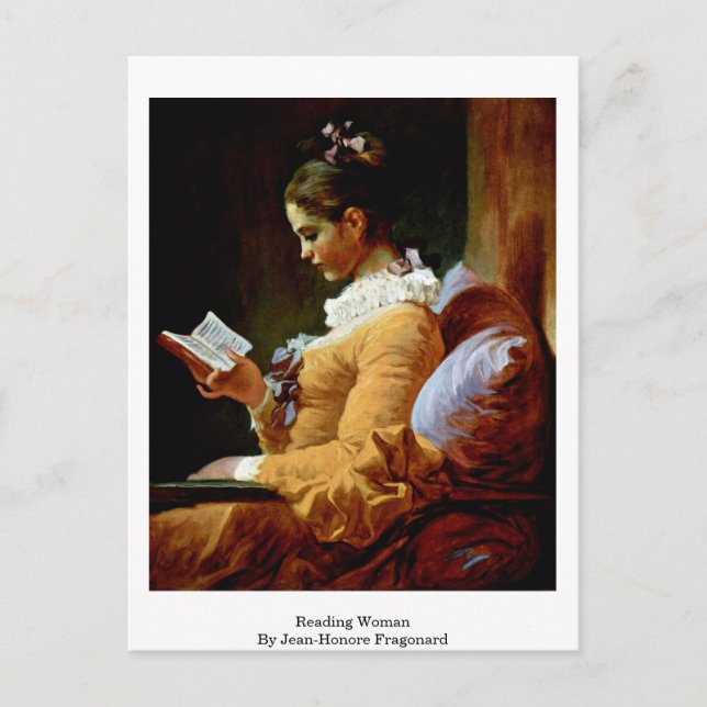 Postal Leyendo Mujer Por Jean-Honore Fragonard (Anverso)