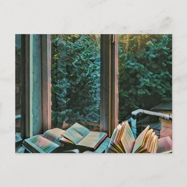 Postal Leyendo regalo de arte (Anverso)