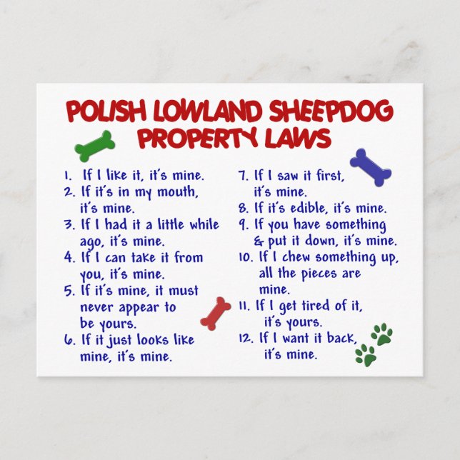 POSTAL LEYES DE POLACA BAWLAND SHEEPDOG 2 (Anverso)